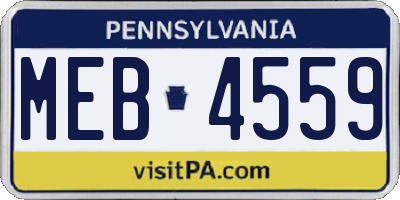 PA license plate MEB4559
