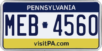 PA license plate MEB4560