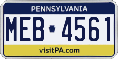 PA license plate MEB4561
