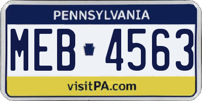 PA license plate MEB4563