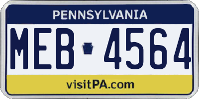 PA license plate MEB4564