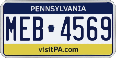 PA license plate MEB4569