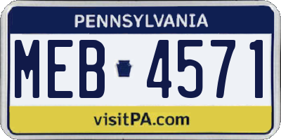 PA license plate MEB4571