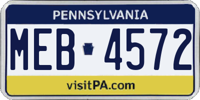 PA license plate MEB4572