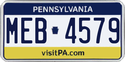 PA license plate MEB4579