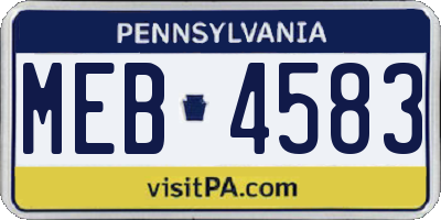 PA license plate MEB4583