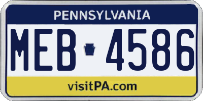 PA license plate MEB4586