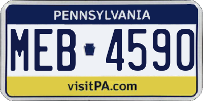 PA license plate MEB4590