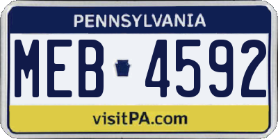 PA license plate MEB4592