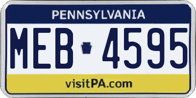 PA license plate MEB4595