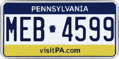 PA license plate MEB4599