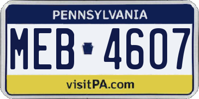 PA license plate MEB4607