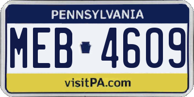 PA license plate MEB4609