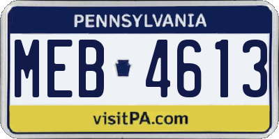 PA license plate MEB4613