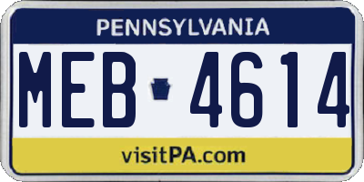PA license plate MEB4614