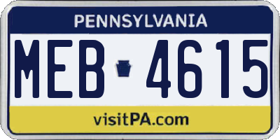 PA license plate MEB4615