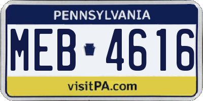PA license plate MEB4616