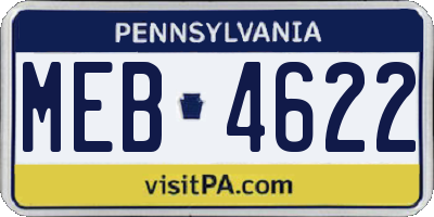 PA license plate MEB4622