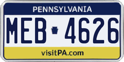 PA license plate MEB4626