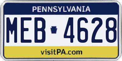 PA license plate MEB4628