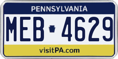 PA license plate MEB4629