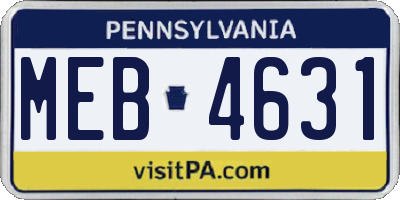 PA license plate MEB4631