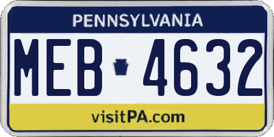 PA license plate MEB4632