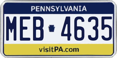 PA license plate MEB4635