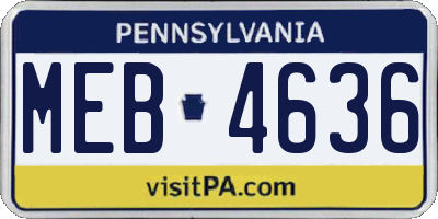 PA license plate MEB4636