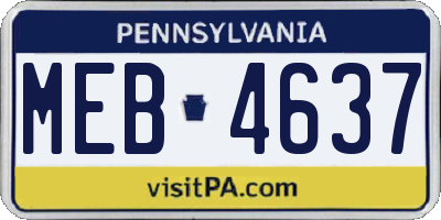PA license plate MEB4637