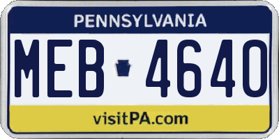 PA license plate MEB4640