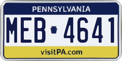 PA license plate MEB4641