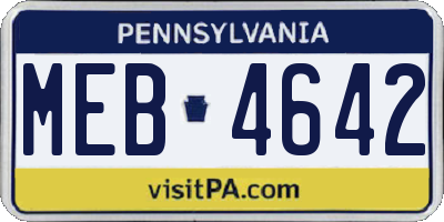 PA license plate MEB4642