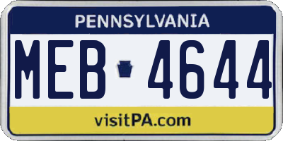 PA license plate MEB4644