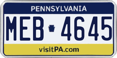 PA license plate MEB4645