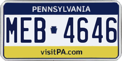 PA license plate MEB4646