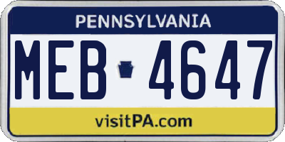 PA license plate MEB4647