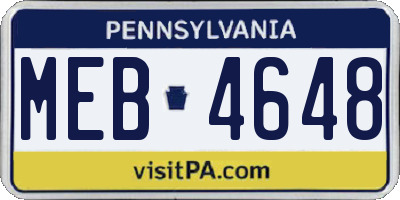 PA license plate MEB4648