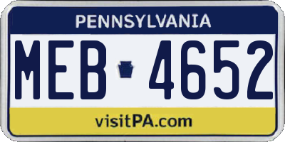 PA license plate MEB4652