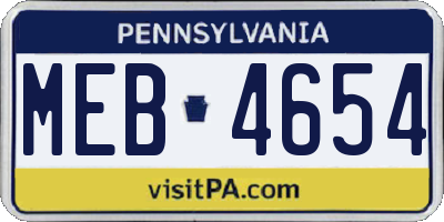 PA license plate MEB4654
