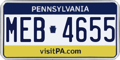 PA license plate MEB4655