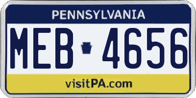 PA license plate MEB4656