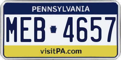 PA license plate MEB4657