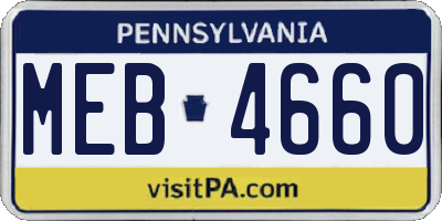 PA license plate MEB4660