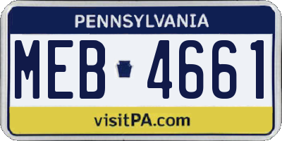 PA license plate MEB4661