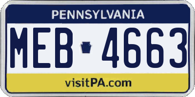 PA license plate MEB4663