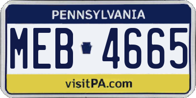 PA license plate MEB4665