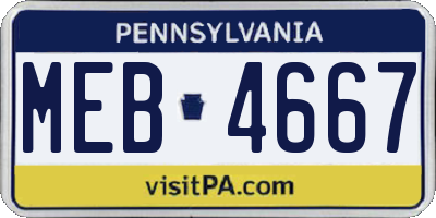 PA license plate MEB4667