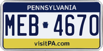 PA license plate MEB4670