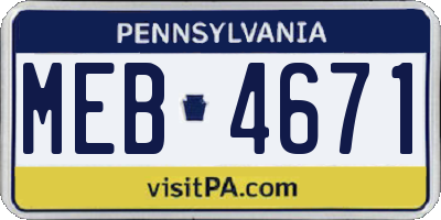 PA license plate MEB4671